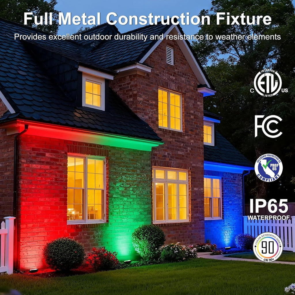Blue Color Flood Lights Low Voltage, 9W 12V LED Hard Wired Landscape Flood Wall Washer Lights Outdoor Waterproof for Uplighting Tree House, Super Bright, Aluminum, Black, 6Pack