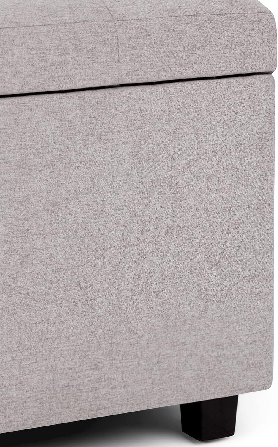 SIMPLIHOME Cosmopolitan Storage Ottoman - 34 inch Wide Upholstered Linen Look Fabric Rectangle Storage Ottoman Bench in Cloud Grey, Transitional Tufted Ottoman for Living Room with Lift-Up Lid