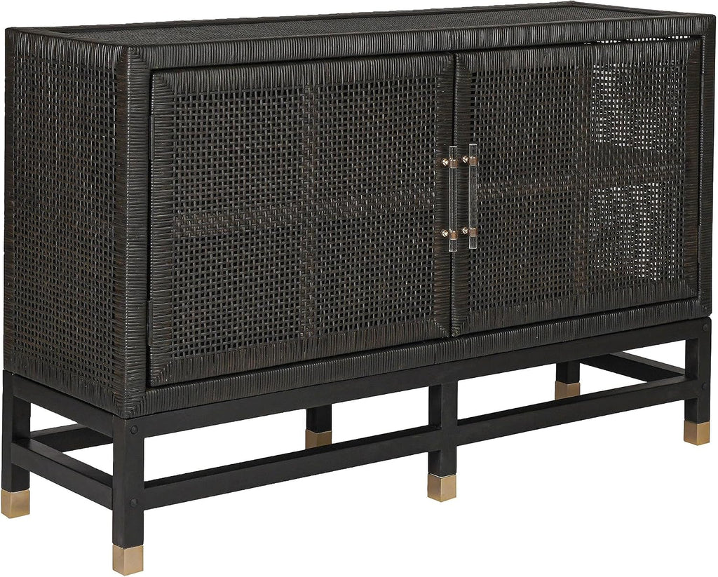 Tov Furniture Amara Charcoal Woven Rattan Buffet