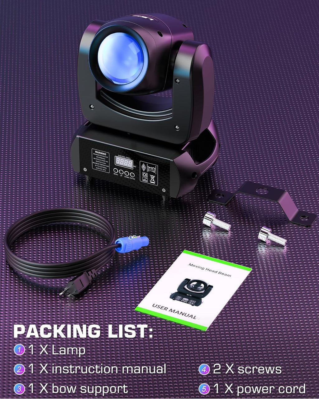 8-Pack HOLDLAMP 120W Moving Head DJ Lights,18-Facet Prism Stage Lighting 8 Gobos and 8 Colors Spotlight with DMX and Sound Activated Modes