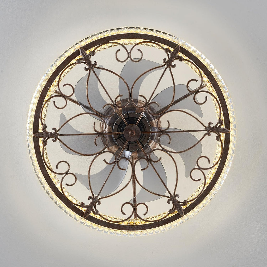 Rustic Caged Ceiling Fan with Lights Remote Control, Retro Industrial Ceiling Fan with Light for Kitchen Bedroom Living Room