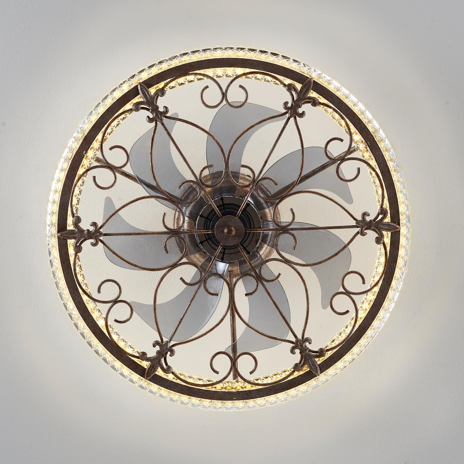 Rustic Caged Ceiling Fan with Lights Remote Control, Retro Industrial Ceiling Fan with Light for Kitchen Bedroom Living Room