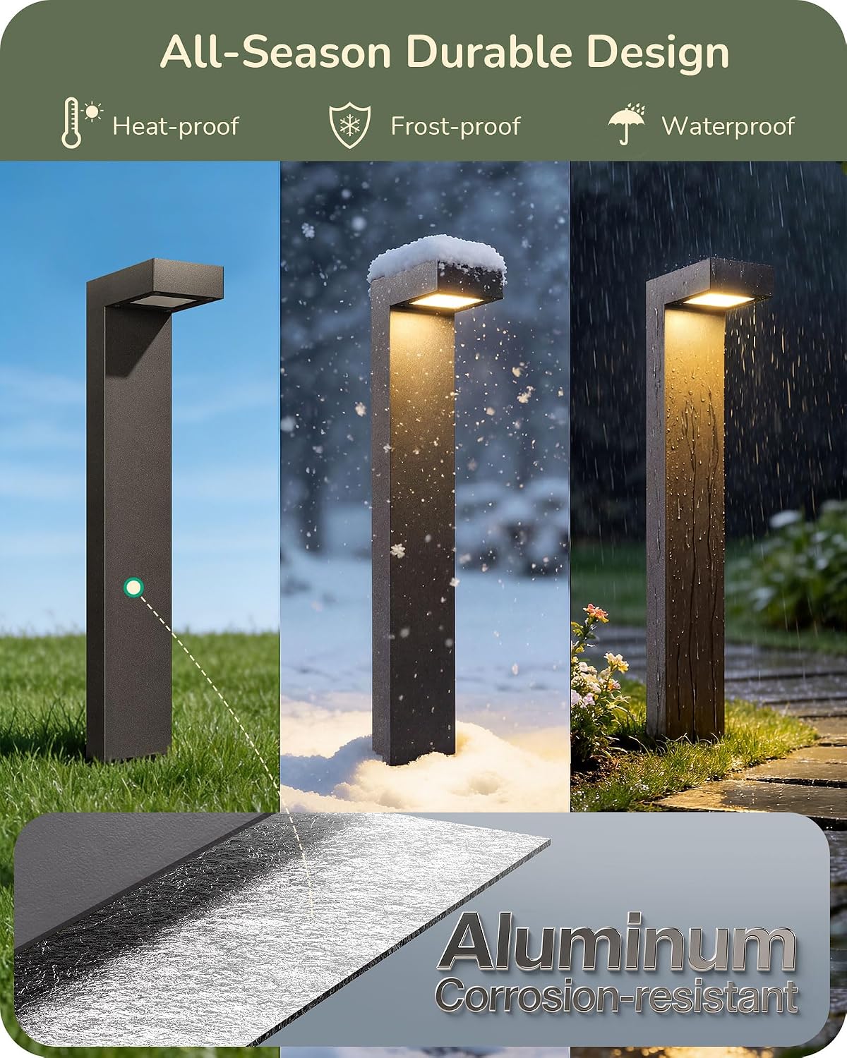 EDISHINE Low Voltage Landscape Lighting, 3.2W 3000K 50,000Hrs Electric LED Pathway Lights Wired, 12V Waterproof Outdoor Landscape Path Lights, Modern Aluminum Housing for Driveway Garden, 6Pack