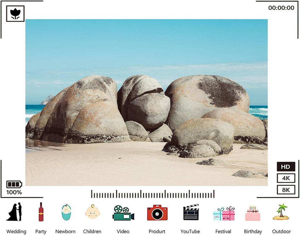 Trykid 20x10ft Coastal Boulders Backdrop with Smooth Rocks and Clear Blue Sky for Photography Background Wedding Bridal Shower Birthday Party Decoration Photo Booth Prop Fabric