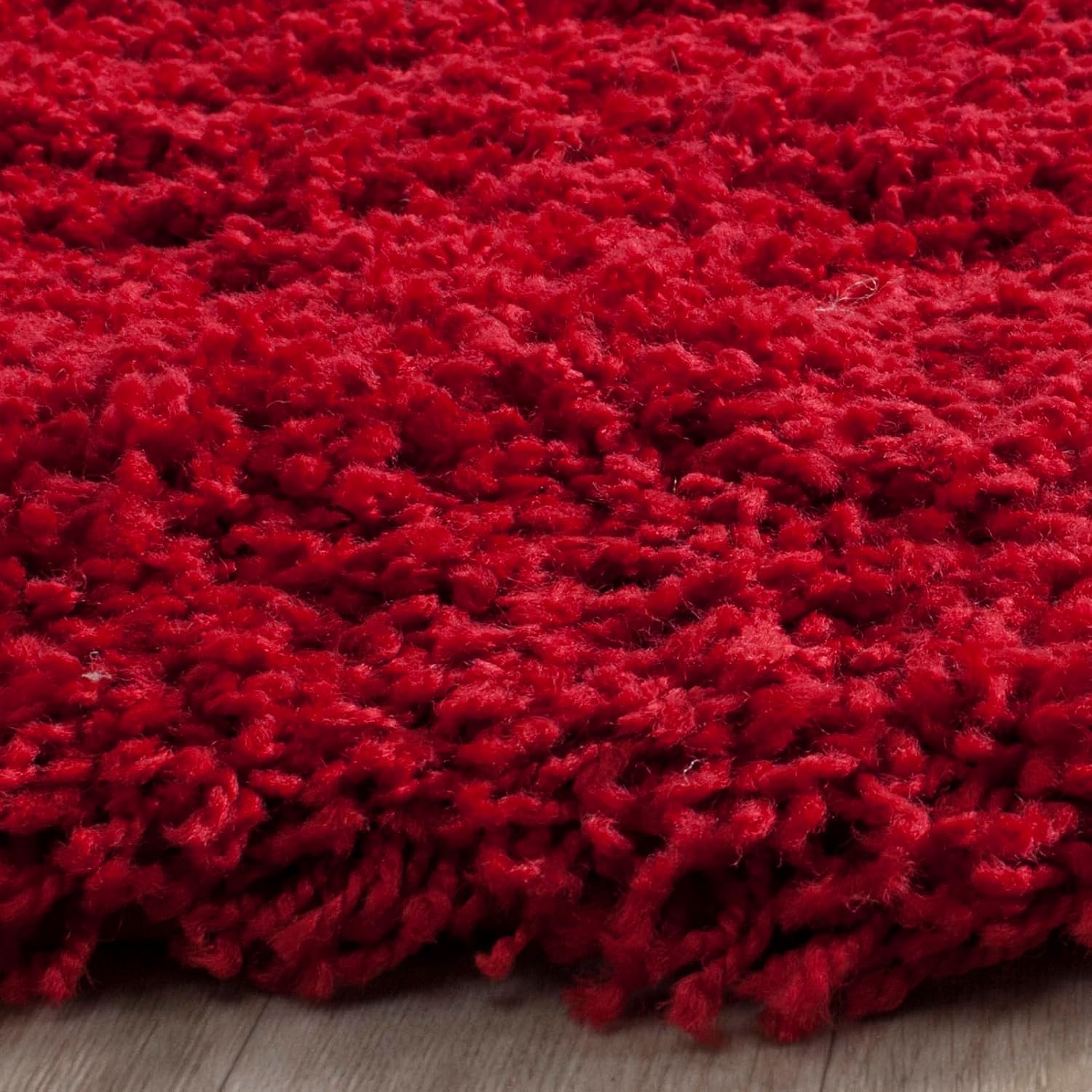 SAFAVIEH Laguna Shag Collection Area Rug - 5'3' Round, Red, Non Shedding & Easy Care, 2-inch Thick, Ideal for The Living Room, Bedroom, Dining (SGL303H-5R)