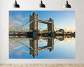 Trykid 20x10ft Tower Bridge Backdrop Iconic London Landmark Mirror Reflection Clear Blue Sky Photography Background City Shoots Tapestry Party Decoration Photo Studio Prop Fabric