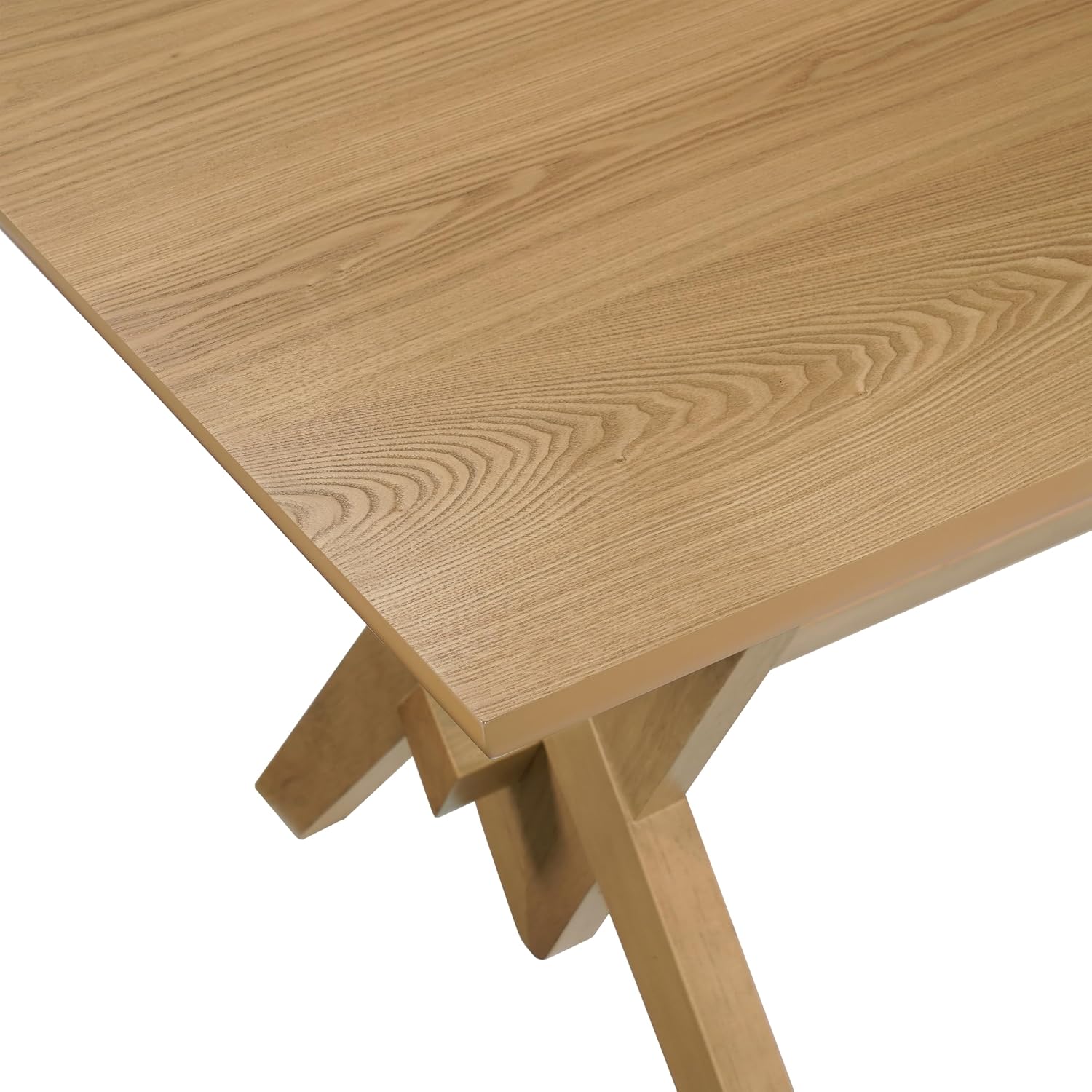 Christopher Knight Home Hiro 63 Inch Dining Table for 6 People, Modern Farmhouse Kitchen Table with Double V Legs, Wooden Rectangular Kitchen and Dining Room Furniture, Home Office, Natural