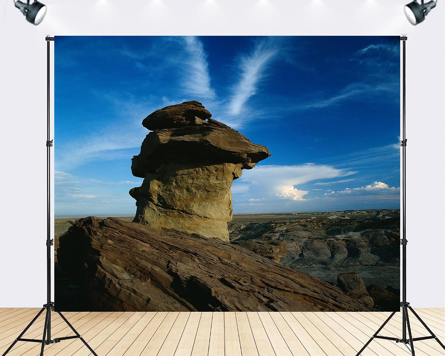 Trykid 20x10ft Desert Rock Formation Backdrop Tall Sandstone Pillar Clear Blue Sky Arid Badlands Photography Background Wedding Birthday Party Decoration Photo Booth Prop Fabric