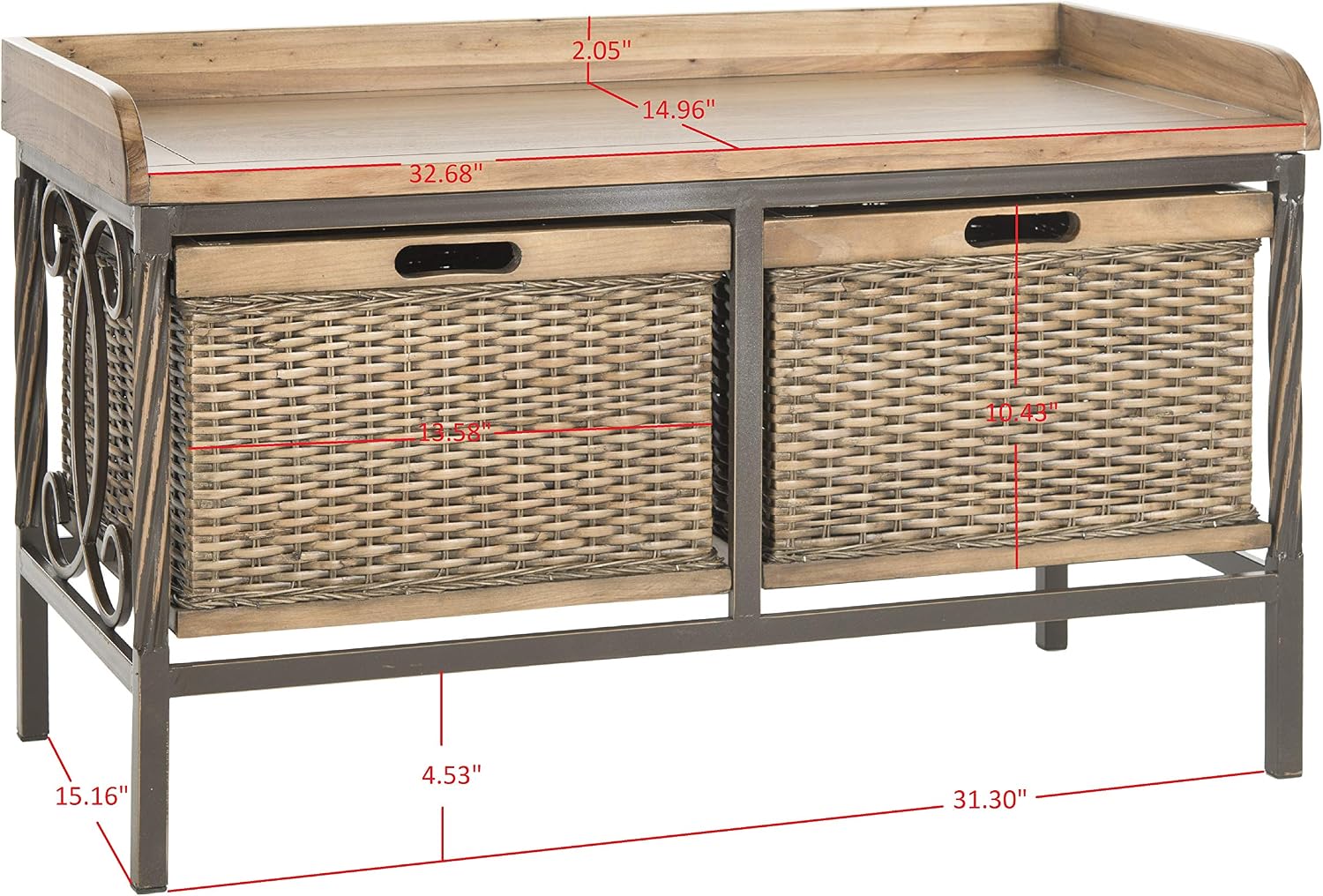 Safavieh American Homes Collection Noah Antiqued Pewter and Oak Storage Bench