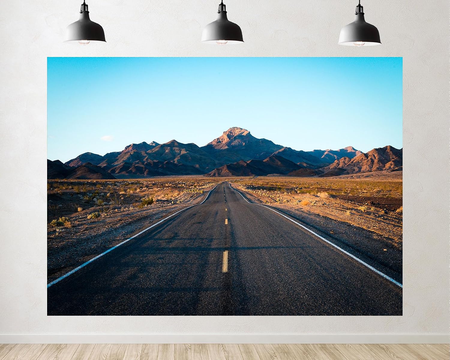 Trykid 20x10ft Death Valley Desert Road Backdrop Rocky Mountains Clear Blue Sky Arid Landscape Photography Background Western Adventure Party Decoration Photo Booth Prop Fabric