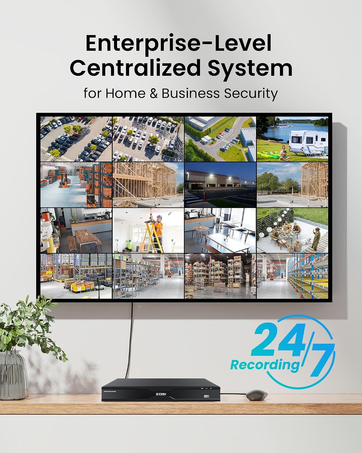 ZOSI 4K 32 Channel PT PoE Security Camera System, Auto Human Tracking, Person Vehicle Detection, 2 Way Audio, 20pcs 8MP Pan/Tilt Spotlight Outdoor Cameras, 32CH 4K NVR with 8TB HDD for 24/7 Recording