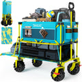 Old Bahama Bay 400L Collapsible Double Decker Beach Wagon with Brakes, Folding Beach Cart with 54' Extra Long Decker, 450LBS Heavy Duty Wagon Chart with All-Terrain Big Wheels for Sand Camping Garden
