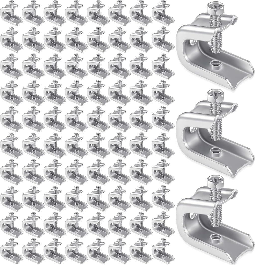 Hicarer 400 Pcs 1/4' x 20 Beam Clamp Heavy Duty Steel, Zinc Plated C-clamp Fastener for I-beams and Strut Channels, Secure Conduit & Pipe Hanging Support