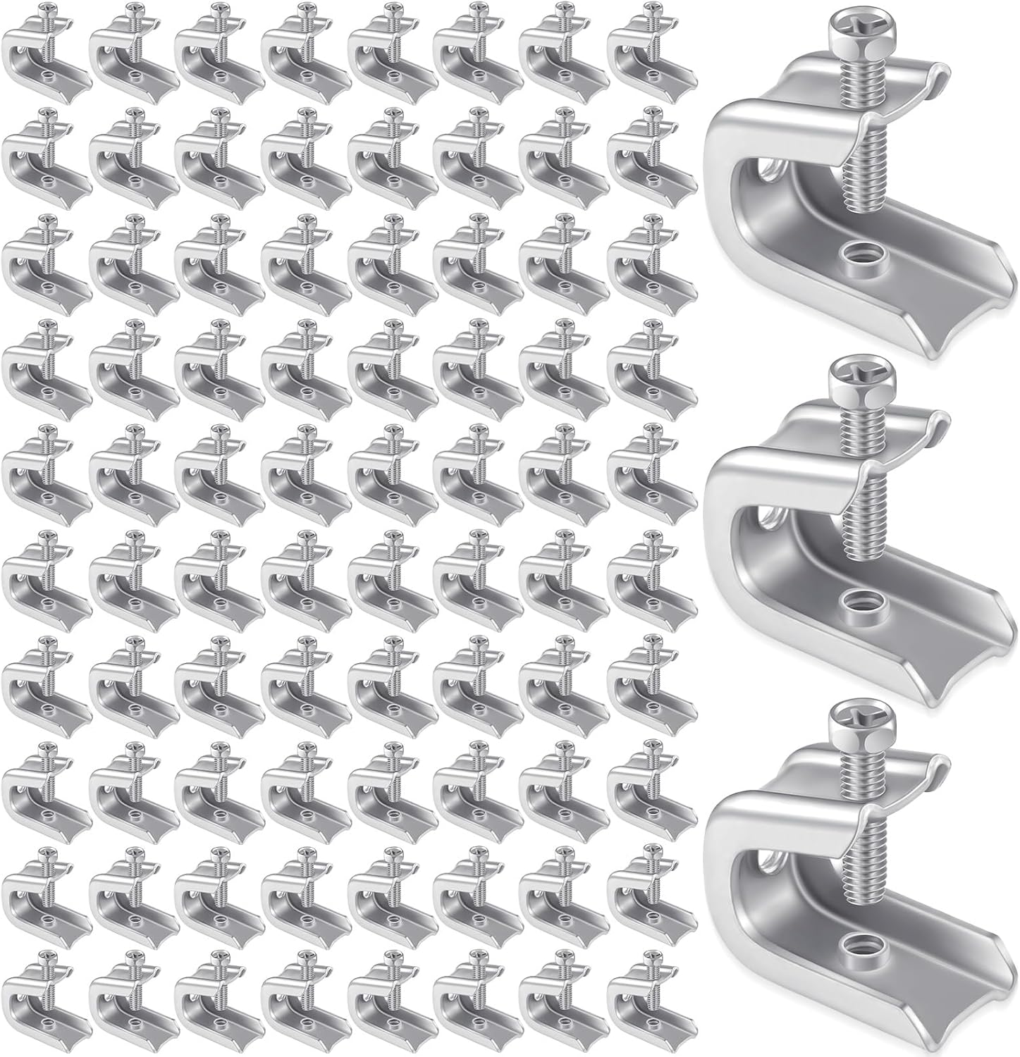 Hicarer 400 Pcs 1/4' x 20 Beam Clamp Heavy Duty Steel, Zinc Plated C-clamp Fastener for I-beams and Strut Channels, Secure Conduit & Pipe Hanging Support