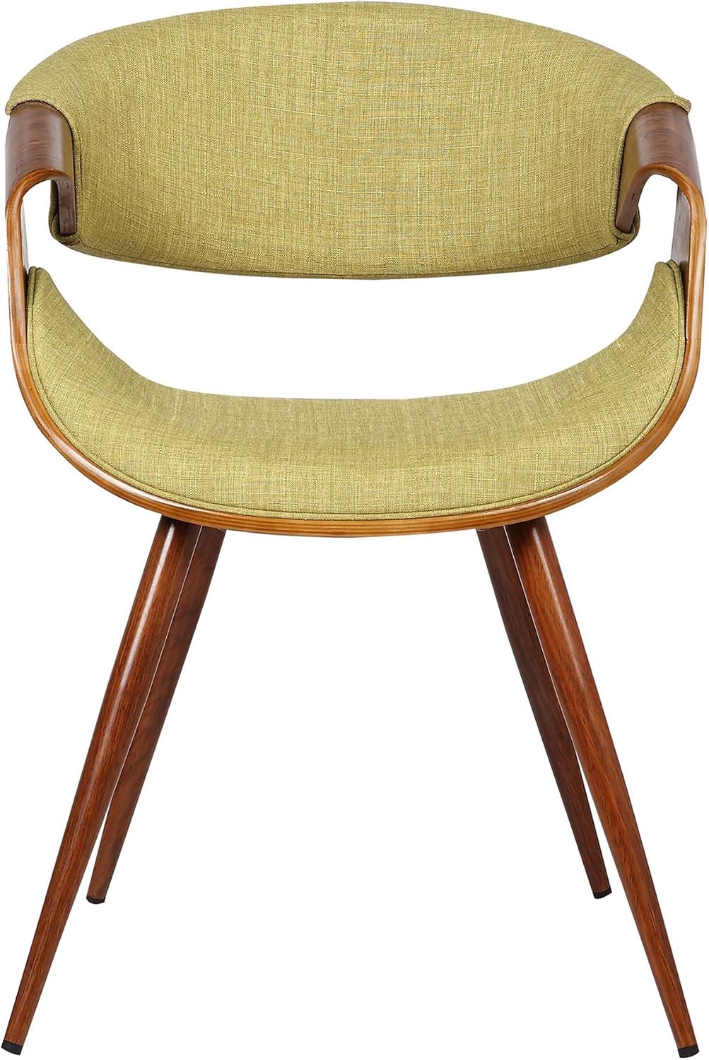 Armen Living Butterfly Mid-Century Dining Chair in Walnut Finish and Green Fabric