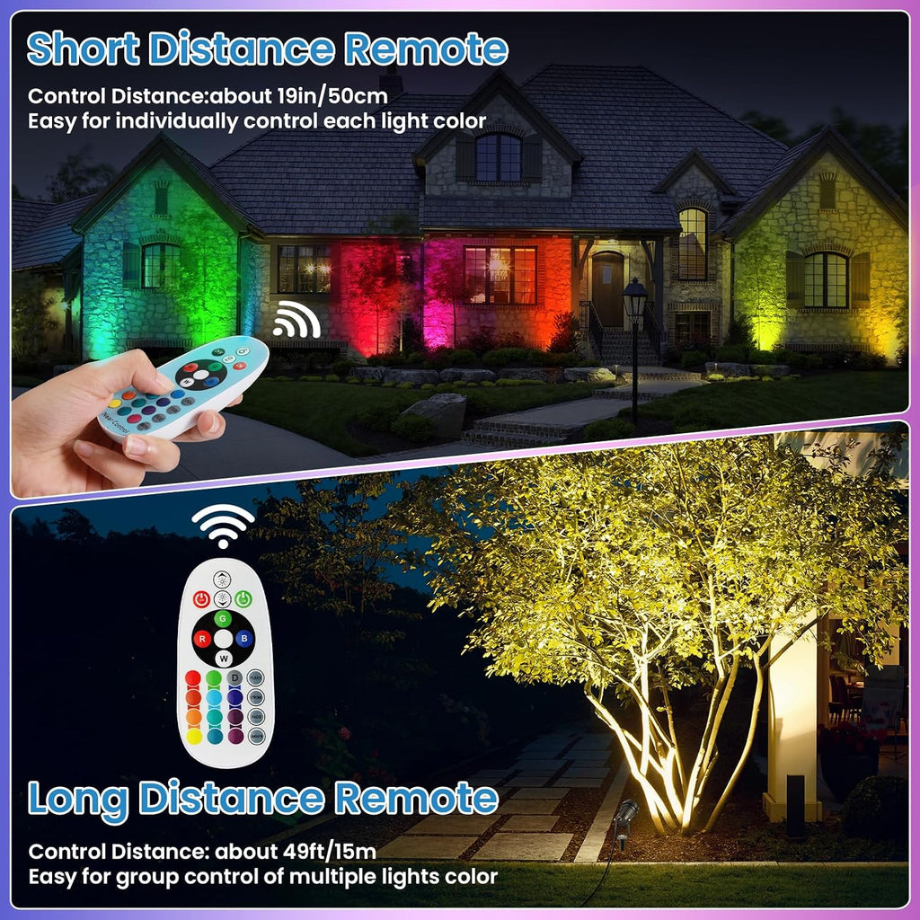 Christmas RGB Color Changing Low Voltage Landscape Lights LED Landscape Lighting Remote Control Outdoor Spotlight Waterproof Yard Garden Pathway Christmas Decoration with Connectors (12)