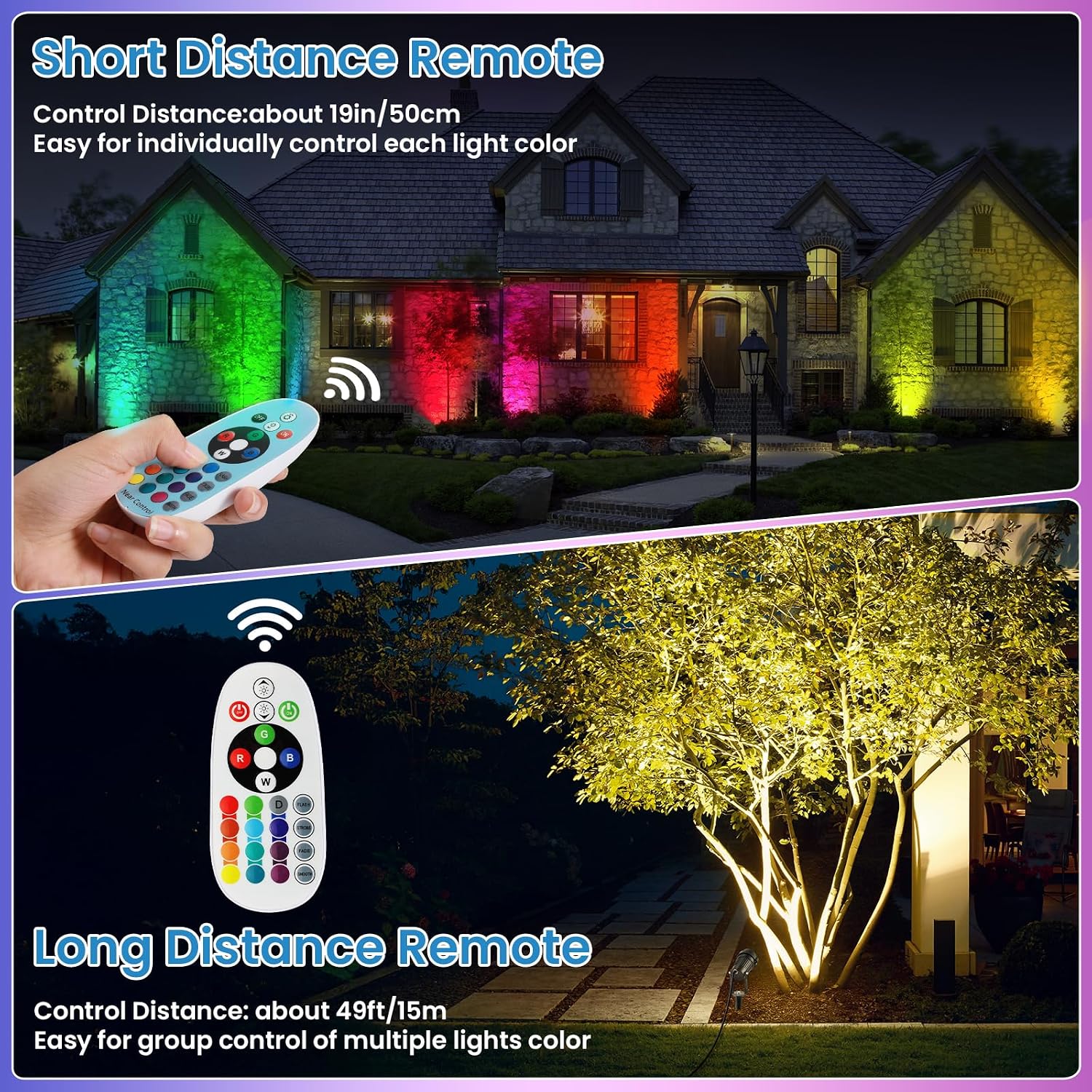 Christmas RGB Color Changing Low Voltage Landscape Lights LED Landscape Lighting Remote Control Outdoor Spotlight Waterproof Yard Garden Pathway Christmas Decoration with Connectors (12)