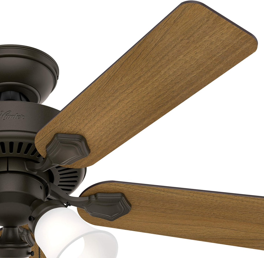Hunter Fan 44 inch Indoor Traditional New Bronze Ceiling Fan with Light Kit (Renewed)