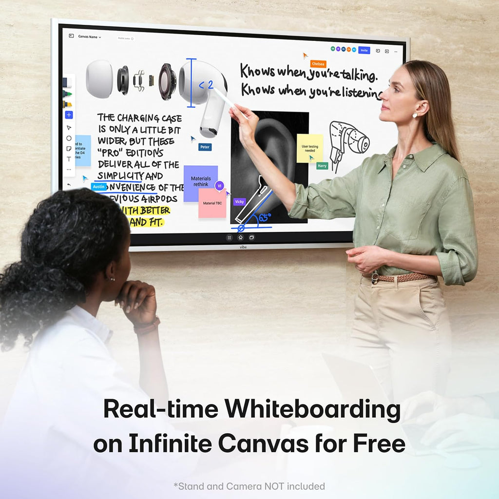 Vibe S1 4K UHD Smart Board, 55 Inch Digital Whiteboard for Office and Classroom, Chrome OS and 250+ Free Apps, Electronic Presentation Meeting Device for Hybrid Work, Interactive Touchscreen Display