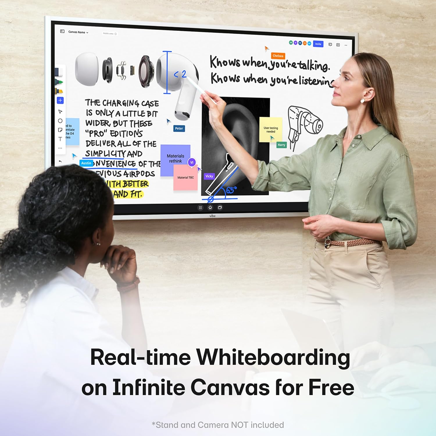 Vibe S1 4K UHD Smart Board, 55 Inch Digital Whiteboard for Office and Classroom, Chrome OS and 250+ Free Apps, Electronic Presentation Meeting Device for Hybrid Work, Interactive Touchscreen Display