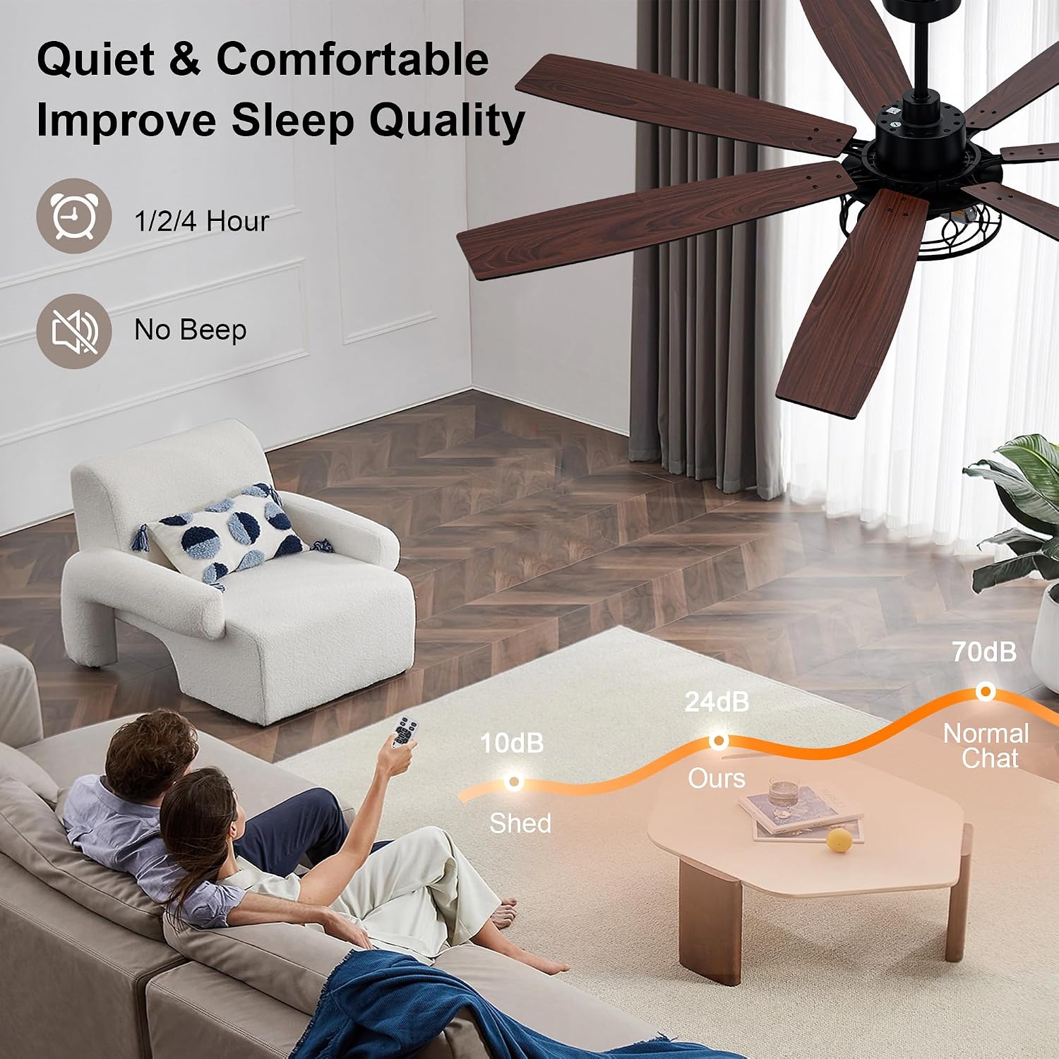72 Inch Ceiling Fan with Lights Farmhouse Ceiling Fan with Lights Black Caged Fandelier Rustic Industrial Chandelier for Living Room Indoor Outdoor, Reversible DC Motor 6 Speeds