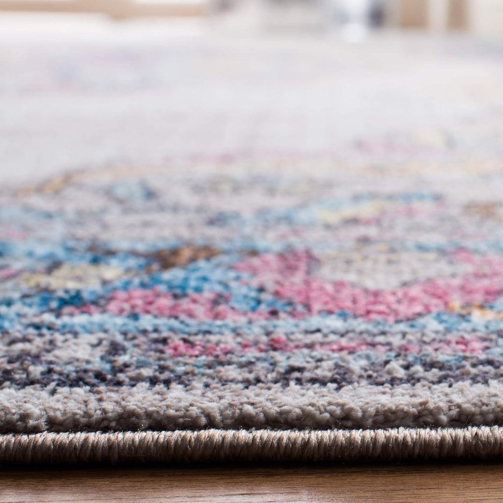 SAFAVIEH Bristol Collection Area Rug - 6' x 9', Light Grey & Blue, Boho Chic Medallion Distressed Design, Non-Shedding & Easy Care, Ideal for High Traffic Areas in Living Room, Bedroom (BTL343A)