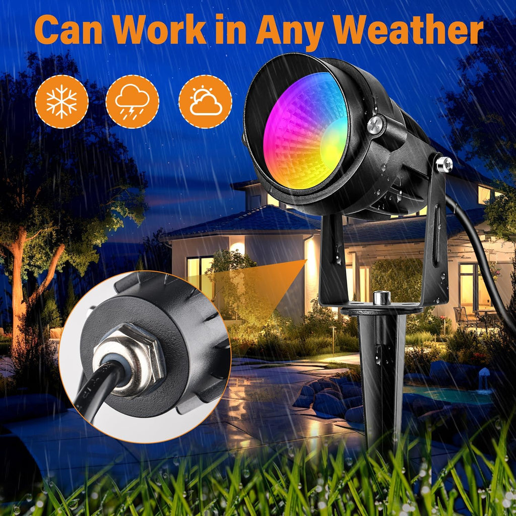 RGBW Low Voltage Landscape Lighting, 12V-24V Color Changing IP67 Waterproof Landscape Spotlights for Christmas Decorations Yard Tree Decorative (20 Pack)