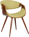 Armen Living Butterfly Mid-Century Dining Chair in Walnut Finish and Green Fabric
