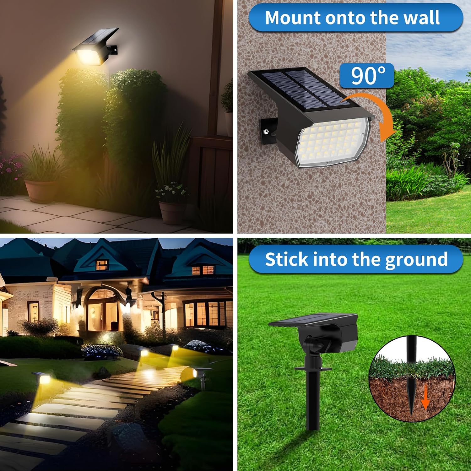 Bundle of Tadyreal 46 LED Solar Spot Lights Outdoor Cool White10 Pack + Warm White 10 Pack