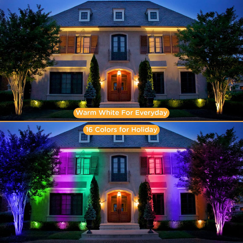 Low Voltage Landscape Lights Christmas 10W RGBW Warm White LED Well Landscape Lighting Waterproof Outdoor 12V-24V Pathway Deck Ground RGB Well Lights (14)