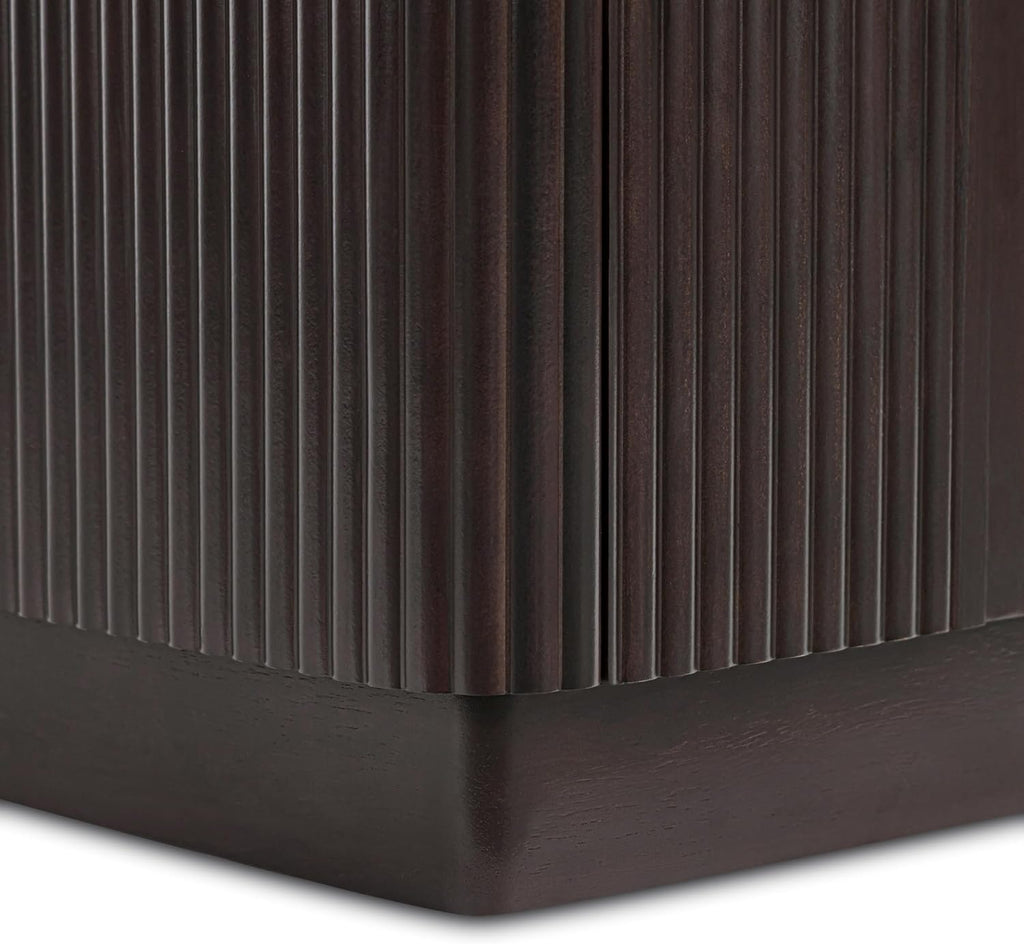 Teamson Home 20'' W Modern Storage 2-Drawer Push to Open Nightstand with Solid Wood Frame, Bedside Table Bedroom Furniture with Reeding Pattern in Scandinavian Style, Espresso