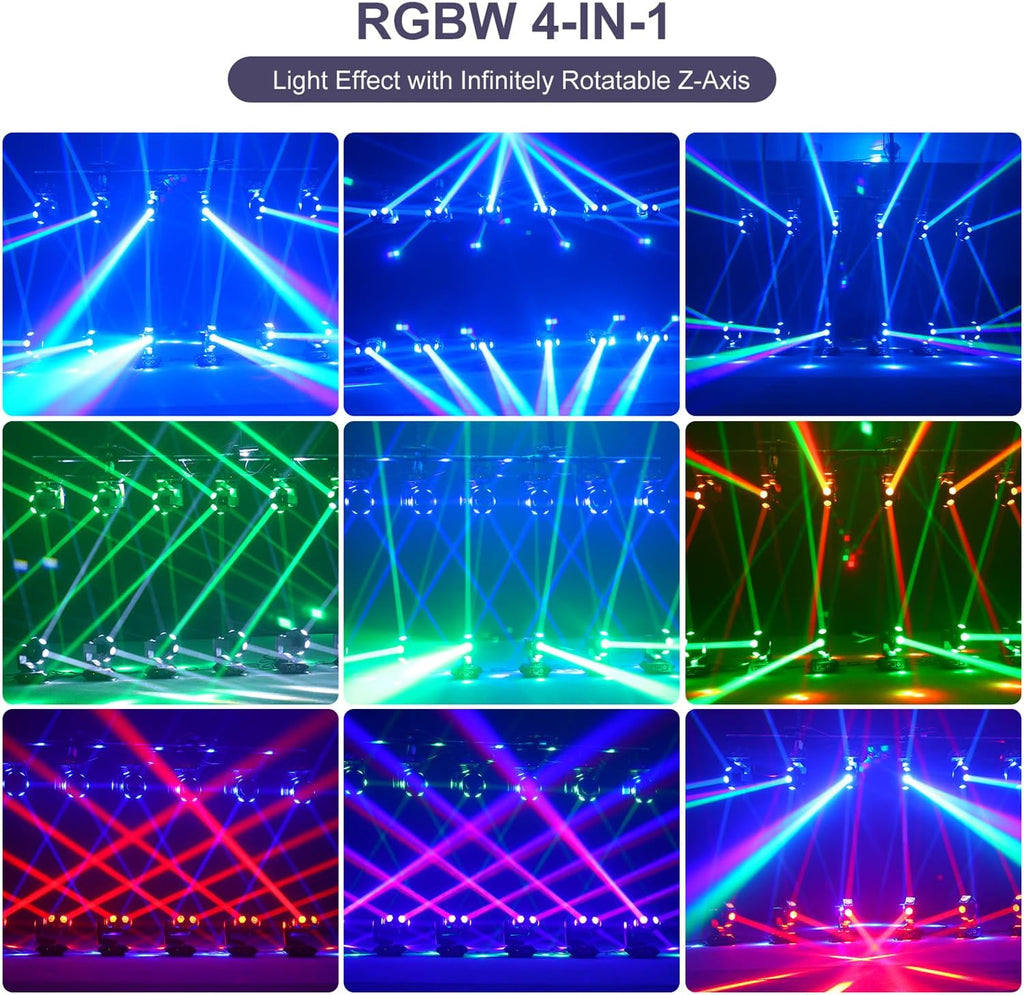 Moving Head DJ Lights - 6 x 40W RGBW Stage Lighting with 3-Axis Linkage, DMX & Sound Activated, DJ Beam Lights Spotlight - Perfect for DJ, Party, Wedding, Church, Live Show, Bar