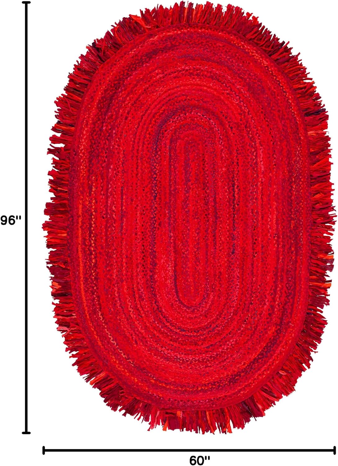 SAFAVIEH Braided Collection Oval Rug - 5' x 8' Oval, Red & Multicolored, Casual Design, Ideal for High Traffic Areas in Kitchen, Bedroom & Home Office (BRD451Q-5OV)