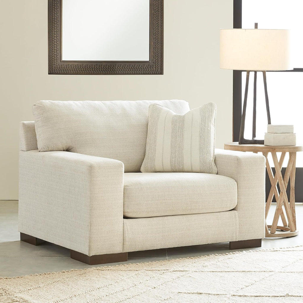 Signature Design by Ashley Maggie Contemporary Upholstered Chair and a Half, Beige