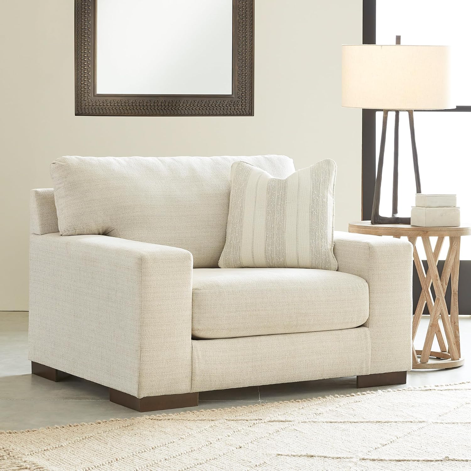 Signature Design by Ashley Maggie Contemporary Upholstered Chair and a Half, Beige