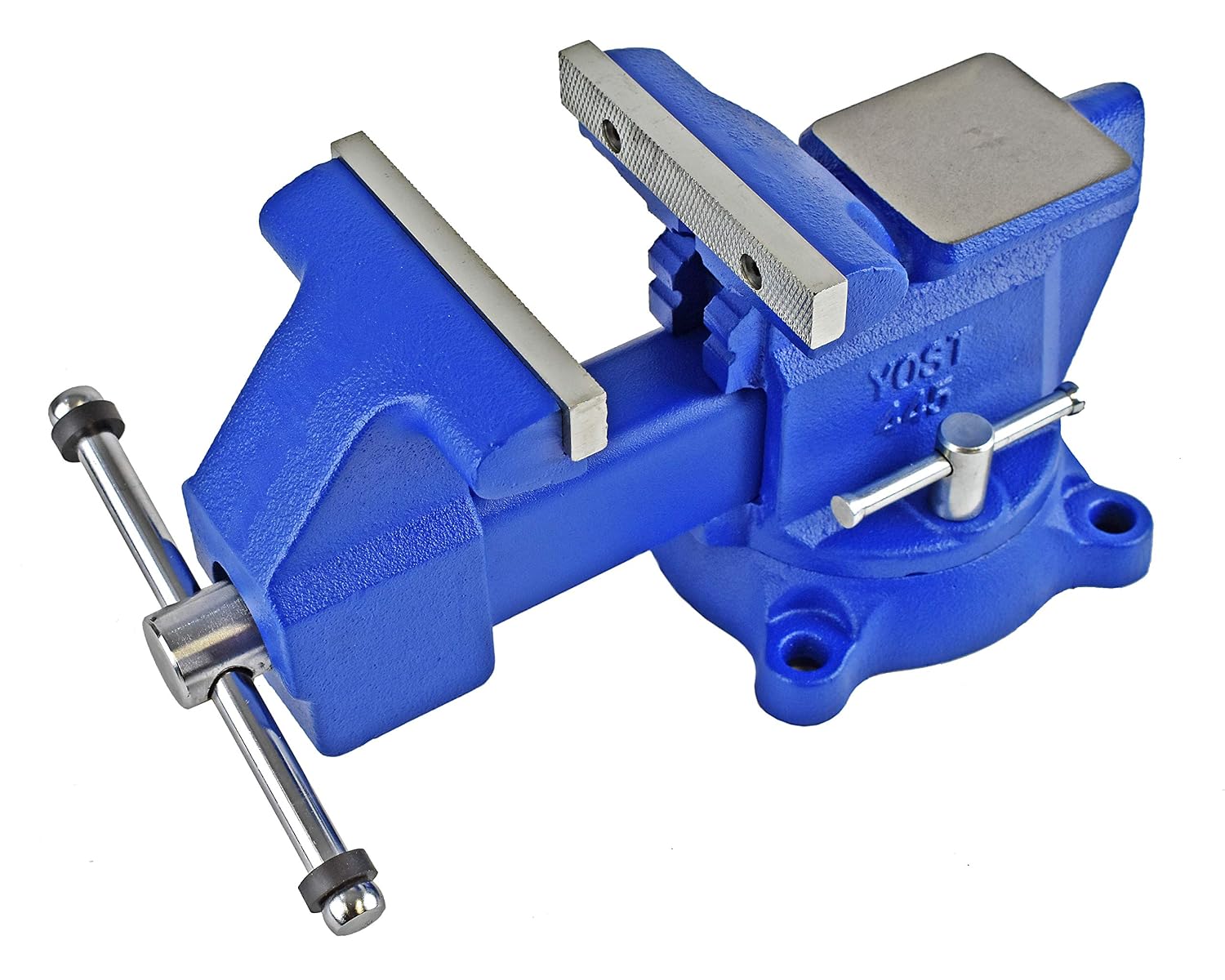 Yost Vises 460 Combination Vise | 6 Inch Jaw Width Heavy-Duty Utility Pipe and Bench Vise |Secure Grip with Swivel Base| Made with Cast Iron and Steel U Channel Bar | Blue