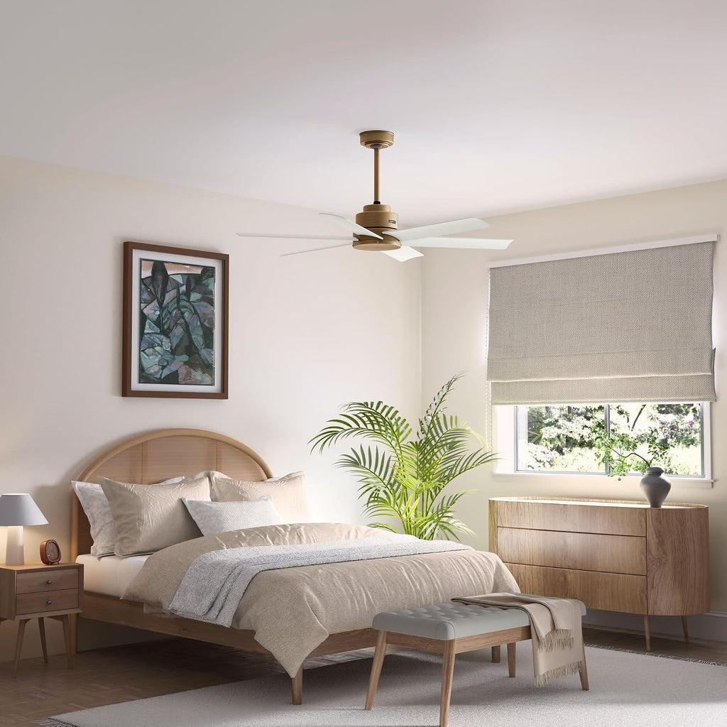 Hunter 52' Kennicott Indoor/Outdoor Ceiling Fan, Wall Control, Luxe Gold | SureSpeed high velocity airflow and no-light design suit covered patios, porches, bedrooms, or living rooms with easy setup.