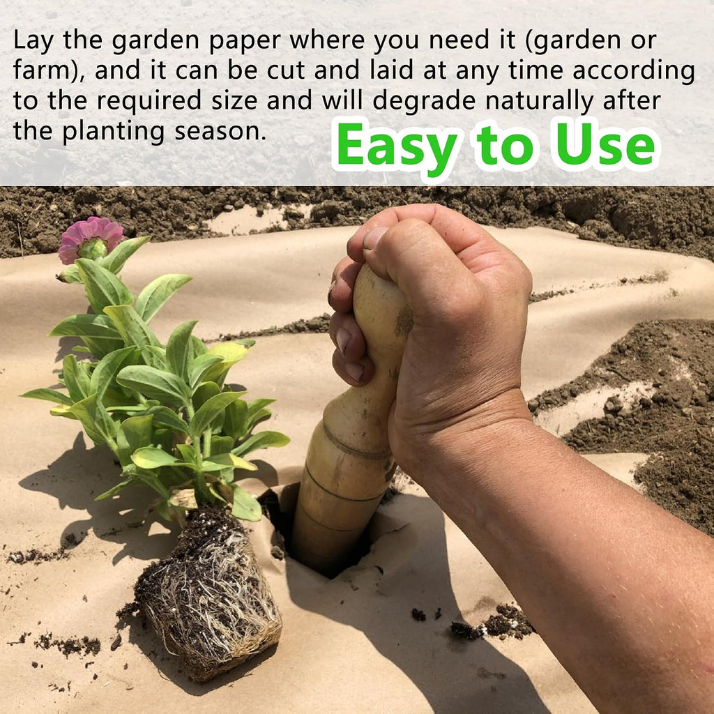 Biodegradable Weed Barrier, Heavy Duty Garden Paper Weed Biodegradable Landscape Fabric Paper Weed Barrier Paper Mulch Rolls for Weeds, Paper Mulch Rolls Garden Paper for Outdoor Garden Lawn (4x300ft)