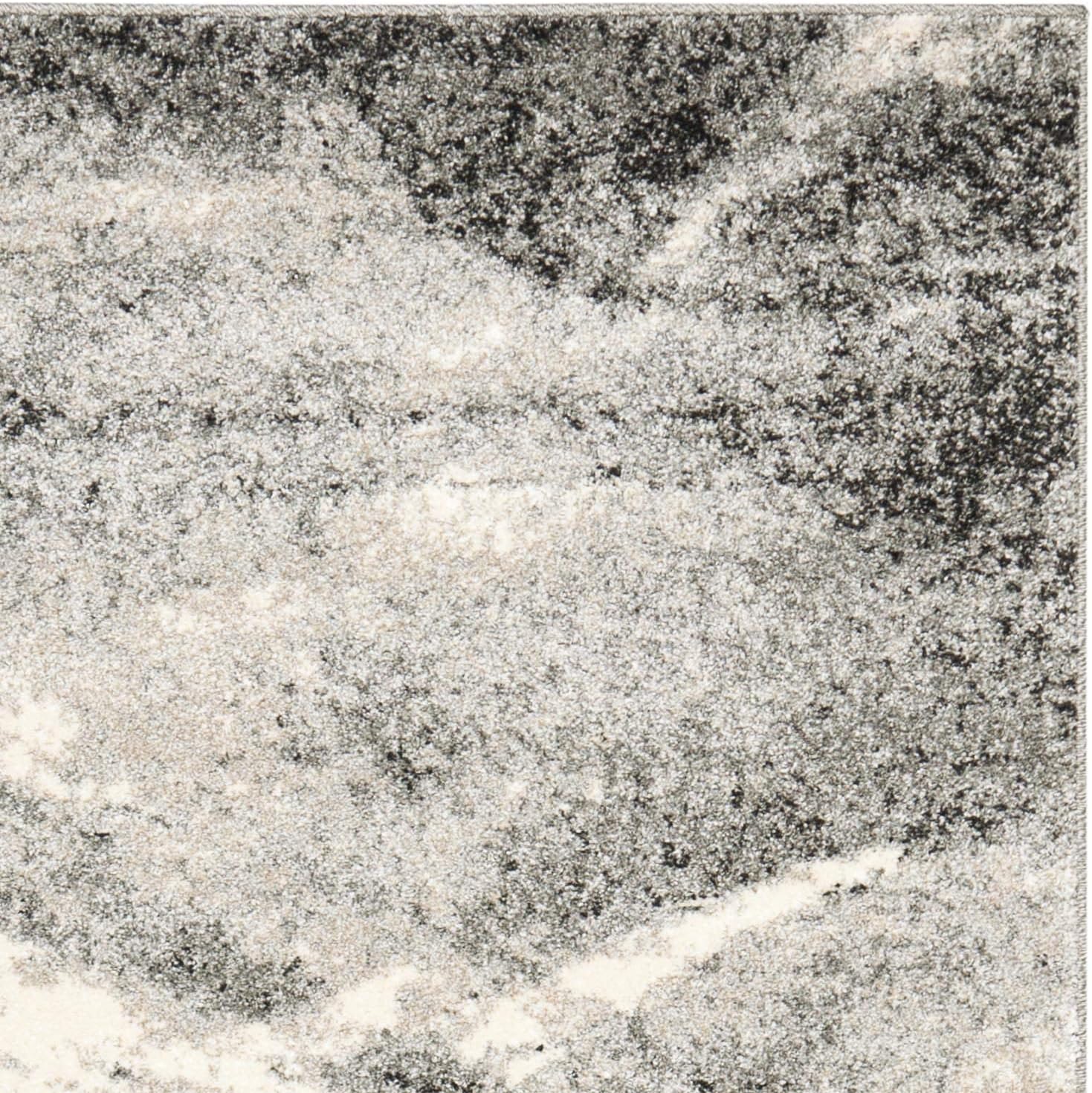 SAFAVIEH Retro Collection Area Rug - 6' Square, Grey & Ivory, Modern Abstract Design, Non-Shedding & Easy Care, Ideal for High Traffic Areas in Living Room, Bedroom (RET2891-8012)