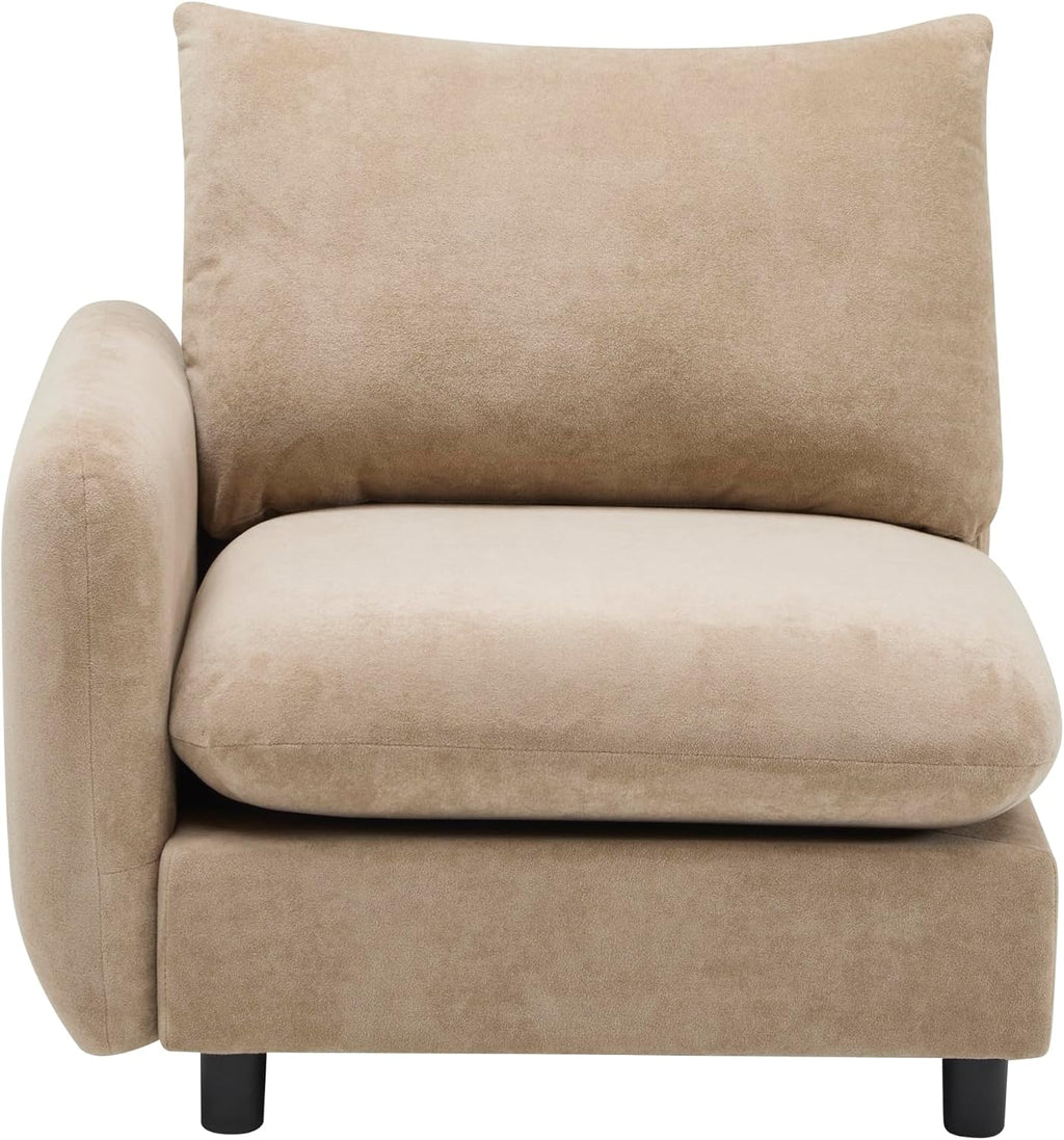 Christopher Knight Home Bricez Modern Fabric Upholstered Loveseat Sofa, Wooden Modular Sectional Sofa Couch, 2 Seater Comfy Cloud Couch with Pillow for Living Room, Home Office, Apartment, Camel