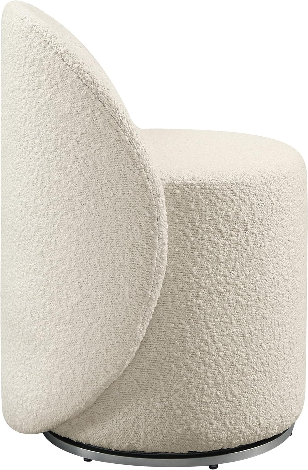 OSP Home Furnishings Lystra Swivel Barrel Vanity Chair with Textured Boucle Fabric, Cream