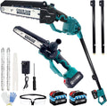 2-in-1 Cordless Pole Saw & 8'' Mini Chainsaw with Extension Pole for Tree Trimming,Electric Pole Chainsaw for Tree Branches with 2x4.0Ah Batteries, Auto Lubrication,Max15Ft Reach,Ideal Gift for Men.