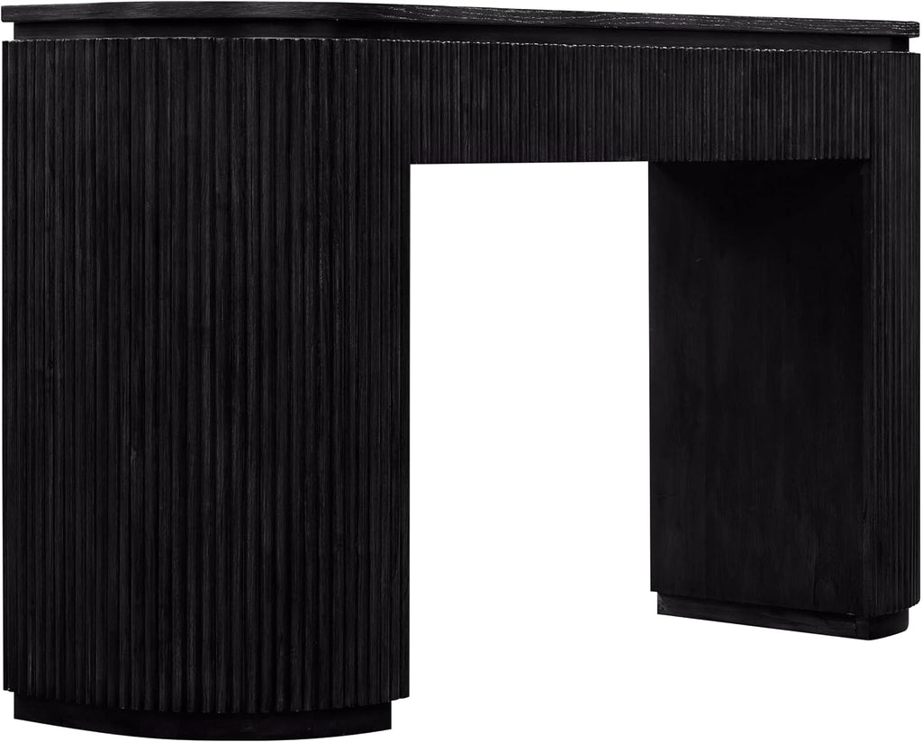 Meridian Furniture 818Black-T Astrid Collection Modern | Contemporary Vanity/Desk/Console Table with Rich Black Finish, Solid Wood and Oak Veneer, Fluted Wood, 52' W x 14' D x 30' H, Black