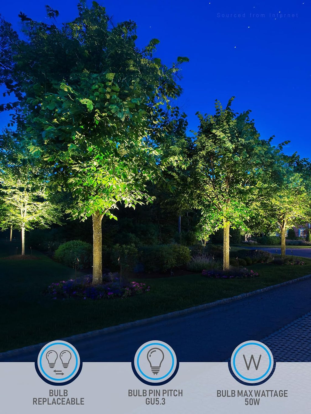 LEONLITE 24 Inch Low Voltage Landscape Spotlight, 12V LED Outdoor Landscape Lighting, with 7W 3000K MR16 Bulbs, Max 50W GU5.3 Base, Die-Cast Aluminum Uplighting for Garden Tree Yard, Black, Pack of 4