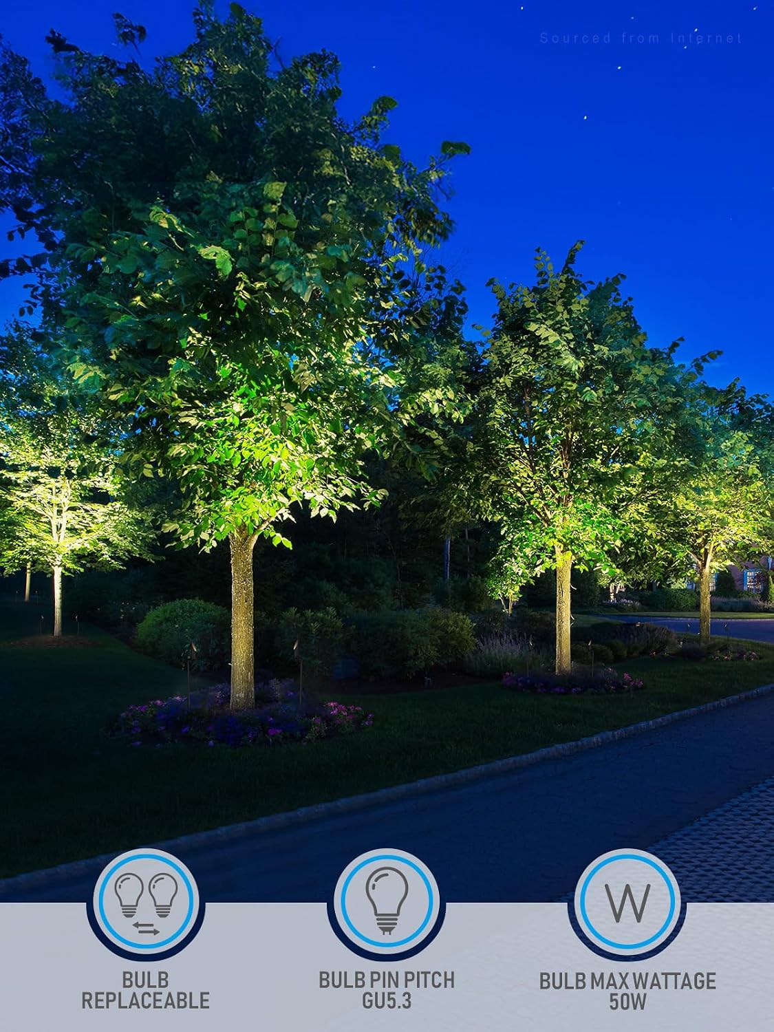 LEONLITE 24 Inch Low Voltage Landscape Spotlight, 12V LED Outdoor Landscape Lighting, with 7W 3000K MR16 Bulbs, Max 50W GU5.3 Base, Die-Cast Aluminum Uplighting for Garden Tree Yard, Black, Pack of 4