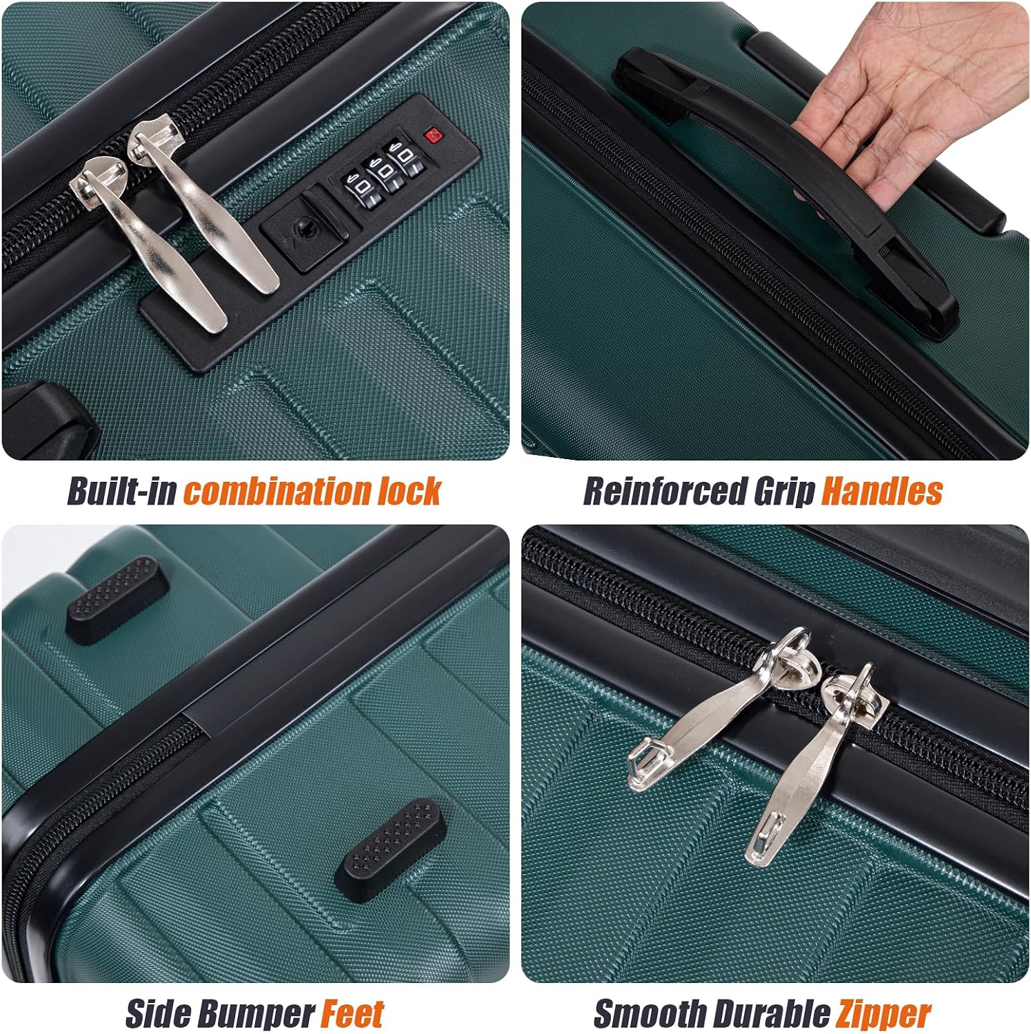 Cosbarn Luggage Sets 5 Piece Suitcases with Wheels, Suitcase Set ABS Hard Case Luggage with Lock Spinner Wheels Durable Travel Luggage