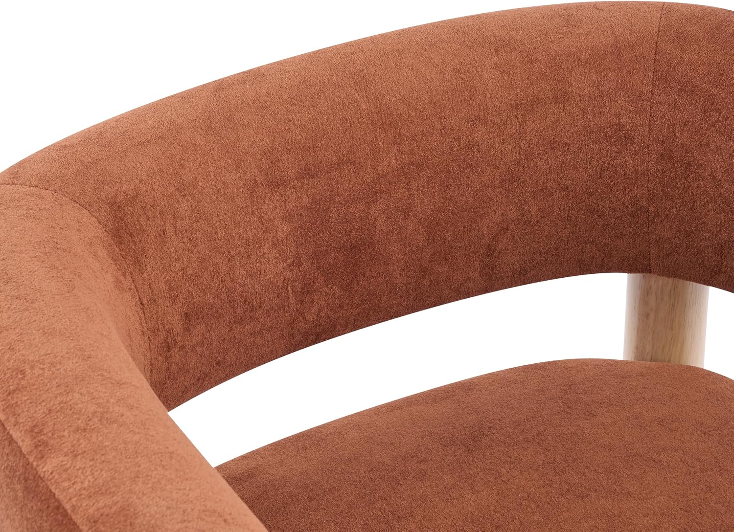Christopher Knight Home Carly Low Profile Accent Chair, Boucle Upholstered Barrel Chair, Comfy Reading Chair for Bedroom, Wooden Single Lounge Sofa, Burnt Orange
