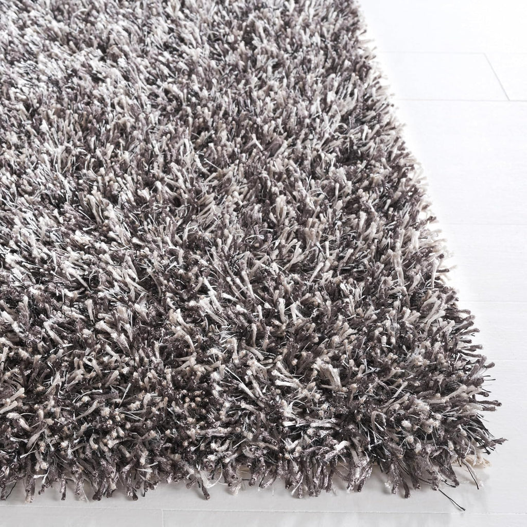 SAFAVIEH New Orleans Shag Collection Area Rug - 6' x 9', Platinum & Ivory, Handmade, 1.6-inch Thick Ideal for High Traffic Areas in Living Room, Bedroom (SG531-7612)