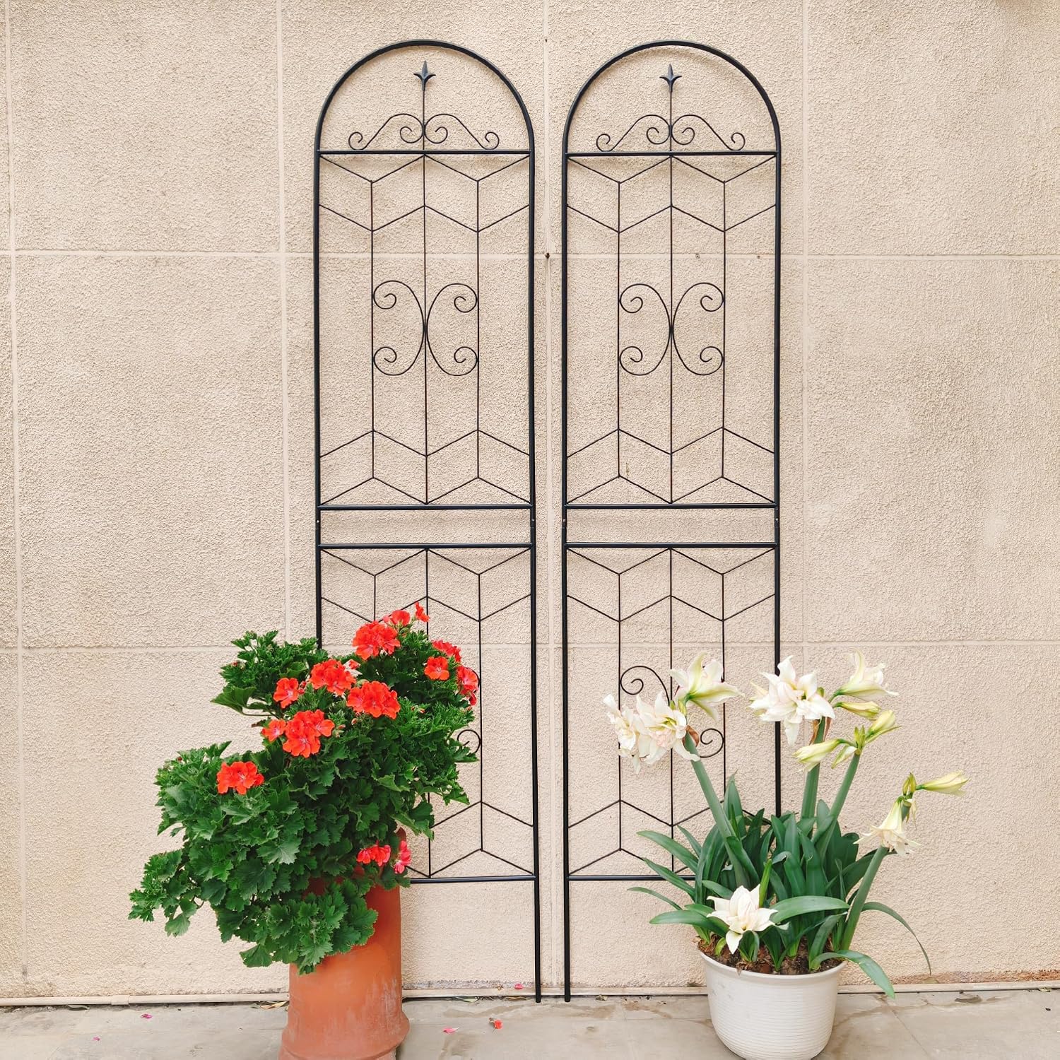 Metal Garden Trellis Plant Support Structure for Outdoor Climbing Flowers Vegetables Vines Sturdy Rustproof Design Enhances Garden Growth Vertical Space Utilization Backyard Gardening Essential Decor