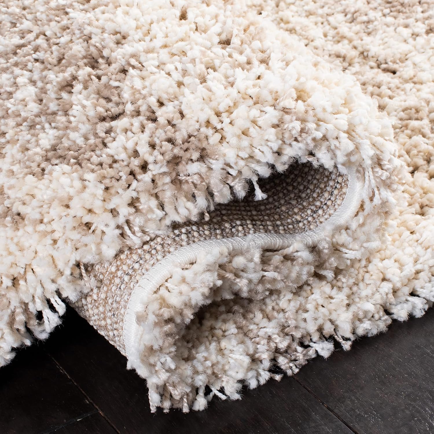 SAFAVIEH Hudson Shag Collection Area Rug - 11' x 15', Ivory/Beige, Geometric Design, Plush 1.9 Inch Thick Ideal for High Traffic Areas in Living Room, Bedroom, Dining (SGH206B)